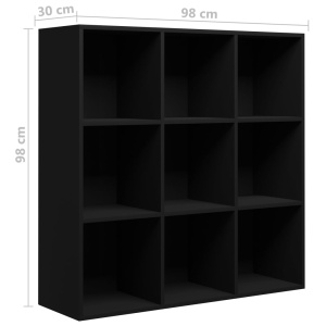 Bibliotecă, negru, 98 x 30 x 98 cm, PAL - Img 5
