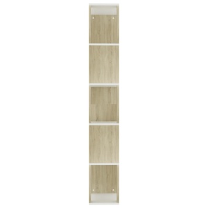 Bibliotecă/Separator cameră alb&stejar Sonoma 45x24x159cm PAL - Img 5