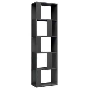 Bibliotecă/Separator cameră, gri extralucios, 45x24x159 cm, PAL - Img 2