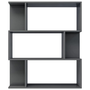 Bibliotecă/Separator cameră, gri foarte lucios, 80x24x96 cm PAL - Img 5
