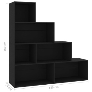 Bibliotecă/Separator cameră, negru, 155x24x160 cm, PAL - Img 5