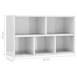 Bibliotecă/Servantă, alb extralucios, 45 x 25 x 80 cm, PAL - Img 11