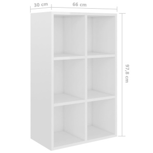 Bibliotecă/Servantă, alb extralucios, 66 x 30 x 97,8 cm, PAL - Img 10