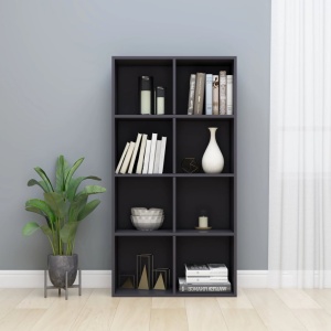 Bibliotecă/Servantă, gri lucios, 66 x 30 x 130 cm, PAL