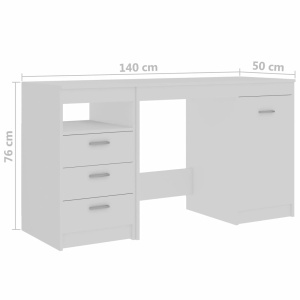 Birou, alb, 140 x 50 x 76 cm, PAL - Img 9