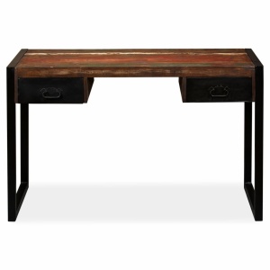 Birou cu 2 sertare din lemn masiv reciclat, 120 x 50 x 76 cm - Img 2