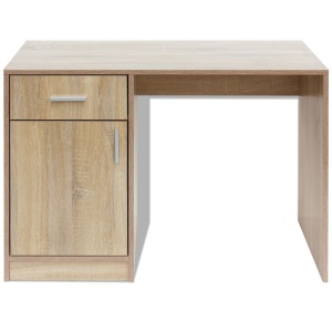 Birou cu sertar și dulap, 100 x 40 x 73 cm, culoare stejar - Img 4