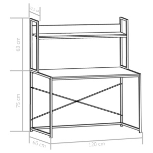 Birou de calculator, alb și stejar, 120 x 60 x 138 cm - Img 9