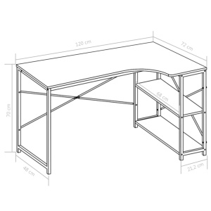 Birou de calculator, alb și stejar, 120 x 72 x 70 cm - Img 7