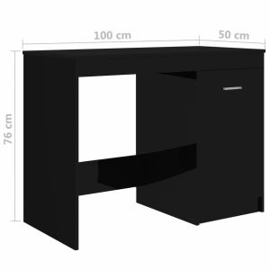 Birou, negru extralucios, 100 x 50 x 76 cm, PAL - Img 9