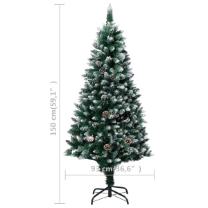 Brad de Crăciun artificial cu conuri și zăpadă albă, 150 cm - Img 5