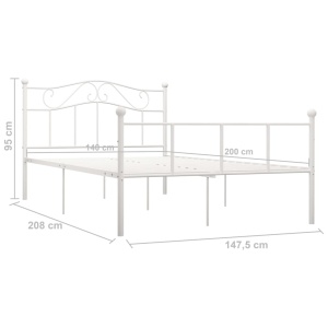 Cadru de pat, alb, 140 x 200 cm, metal - Img 5