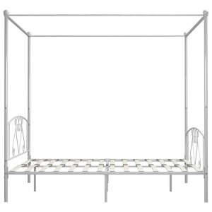 Cadru de pat cu baldachin, alb, 200 x 200 cm, metal - Img 4