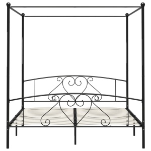 Cadru de pat cu baldachin, negru, 200 x 200 cm, metal - Img 3