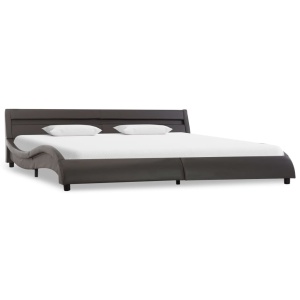 Cadru de pat cu LED, gri, 180 x 200 cm, piele ecologică - Img 2