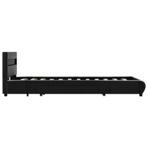 Cadru de pat cu LED, negru, 100 x 200 cm, piele ecologică - Img 4