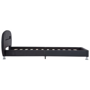 Cadru de pat cu LED, negru, 90 x 200 cm, piele ecologică - Img 8