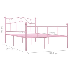Cadru de pat, roz, 120 x 200 cm, metal - Img 5