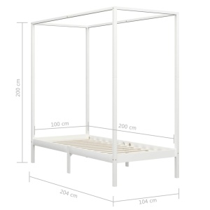Cadru pat cu baldachin, alb, 100 x 200 cm, lemn masiv de pin - Img 6
