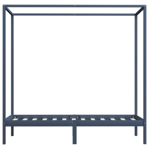 Cadru pat cu baldachin, gri, 90x200 cm, lemn masiv de pin - Img 3