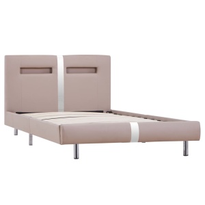 Cadru pat cu LED, cappuccino, 90x200 cm, piele artificială - Img 3
