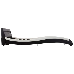 Cadru pat cu LED, negru și alb, 180 x 200 cm, piele ecologică - Img 8