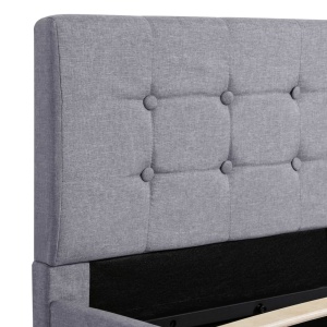 Cadru pat hidraulic cu ladă, gri deschis, 180x200 cm, textil - Img 6