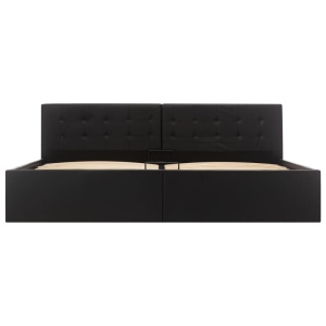Cadru pat hidraulic cu ladă, negru, 180x200 cm, piele ecologică - Img 3