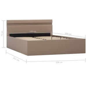 Cadru pat hidraulic cu LED cappuccino 120x200cm piele ecologică - Img 11