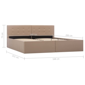 Cadru pat hidraulic, depozitare cappuccino 160x200 cm piele eco - Img 9