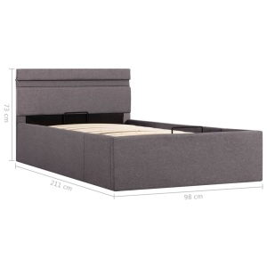 Cadru pat hidraulic depozitare LED gri taupe 90x200 cm textil - Img 10