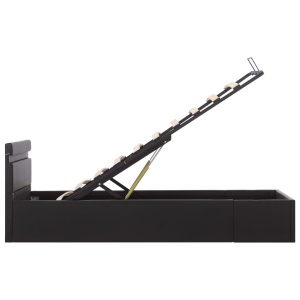 Cadru pat hidraulic ladă &amp; LED negru 100x200 cm piele ecologică - Img 6