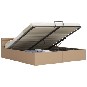 Cadru pat hidraulic LED cappuccino 160 x 200 cm piele ecologică - Img 2