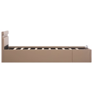 Cadru pat hidraulic LED cappuccino 90x200 cm piele ecologică - Img 5