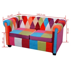Canapea Chesterfield cu 2 locuri din material textil - Img 5