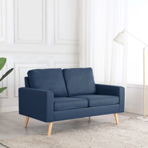 Canapea cu 2 locuri, albastru, material textil