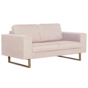 Canapea cu 2 locuri, crem, material textil - Img 2