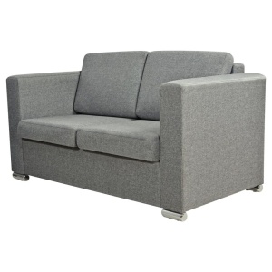 Canapea cu 2 locuri, gri deschis, material textil - Img 2