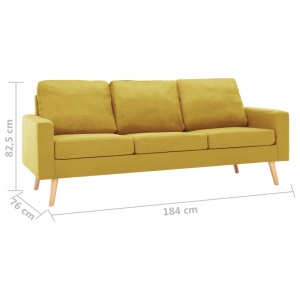 Canapea cu 3 locuri, galben, material textil - Img 6