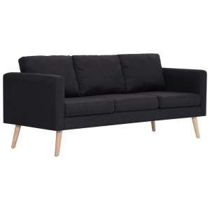 Canapea cu 3 locuri, negru, material textil - Img 2