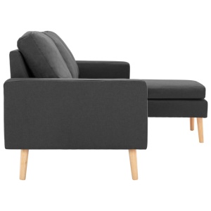 Canapea cu 3 locuri și taburet, gri inchis, material textil - Img 4