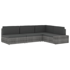 Canapea de colț modulară cu cotieră stânga, gri, poliratan - Img 10