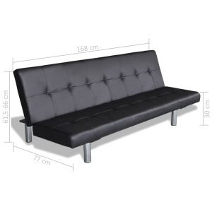 Canapea extensibilă 2 perne, piele artificială, reglabilă negru - Img 7