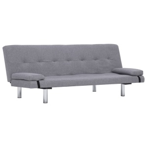 Canapea extensibilă cu două perne, gri deschis, poliester - Img 2