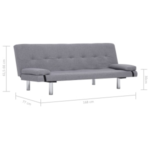 Canapea extensibilă cu două perne, gri deschis, poliester - Img 11