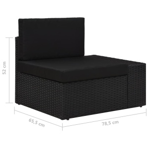 Canapea modulară cu 2 locuri, negru, poliratan - Img 6