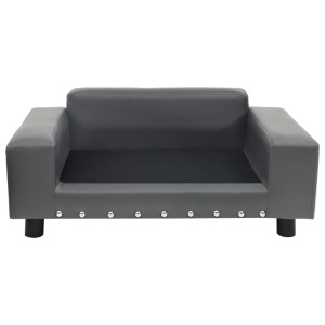 Canapea pentru câini, gri, 81x43x31 cm, pluș & piele ecologică - Img 4