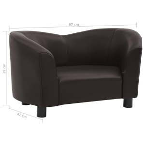 Canapea pentru câini, maro, 67x41x39 cm, piele ecologică - Img 7