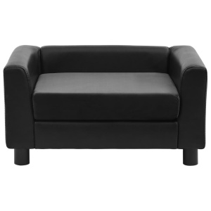 Canapea pentru câini, negru, 60x43x30 cm pluș & piele ecologică - Img 3