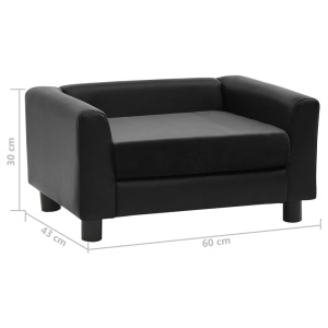 Canapea pentru câini, negru, 60x43x30 cm pluș & piele ecologică - Img 9